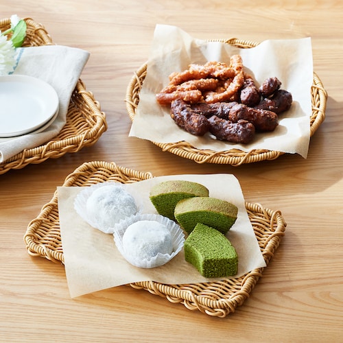 天然素材のようなラタン調ざる（ラウンド／スクエア／レクト）