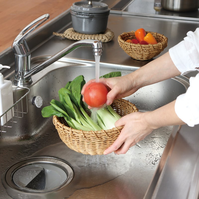 ポリプロピレン素材なので、野菜などの水洗いに最適