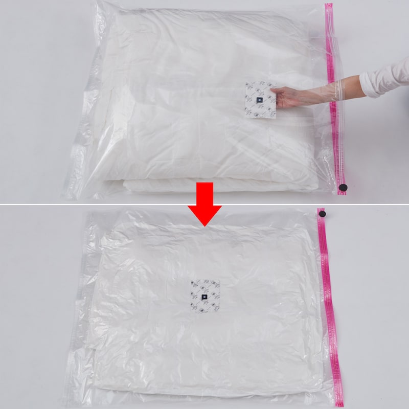 防カビ／乾燥剤を圧縮袋に一緒に入れるだけ