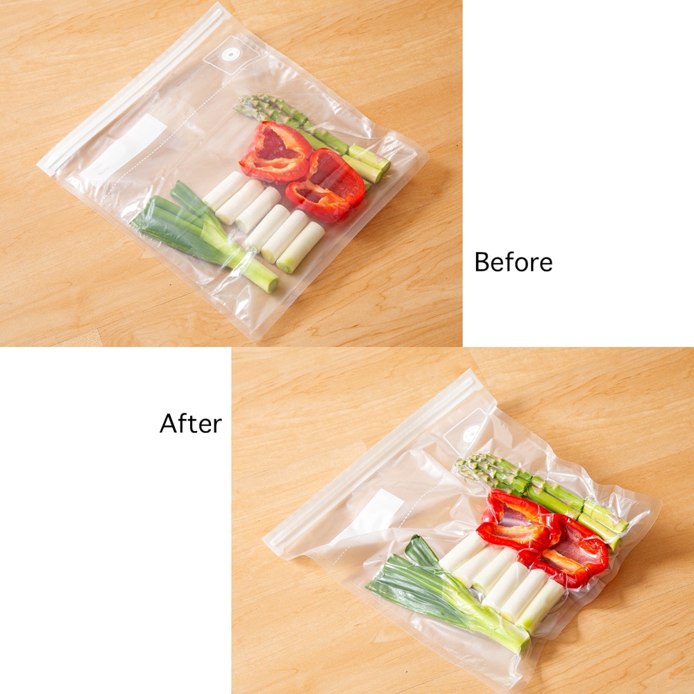専用の吸引機であっという間に食品を密封