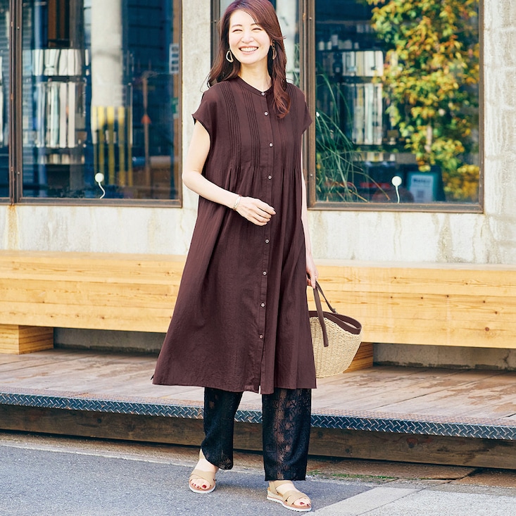 シアーピンタックワンピース