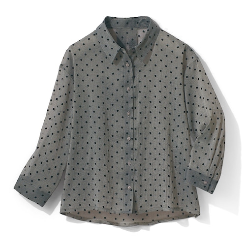 フロッキードット柄シアーシャツ