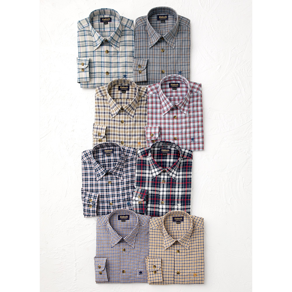 しじら織チェック柄シャツ