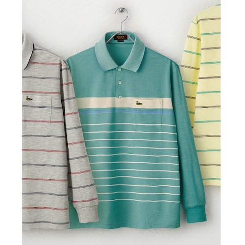 ＜ＤＥＣＯＹ＞ボーダー柄鹿の子ポロシャツ