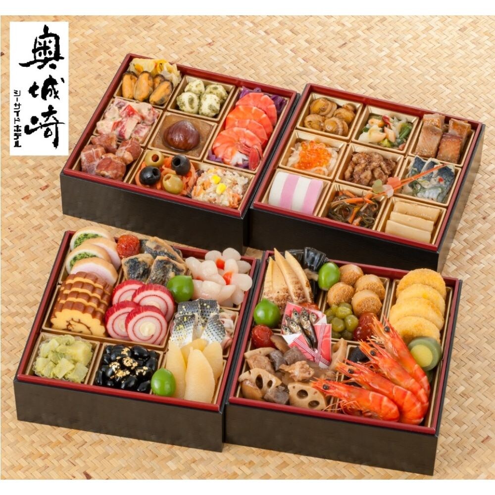 【ベルメゾン】【フードロス対策】【25%OFF】【送料無料】 兵庫〈奥城崎シーサイドホテル〉和洋おせち四段重 (賞味期限2026年2月28日) 【冷凍】【47品目】【4人前】