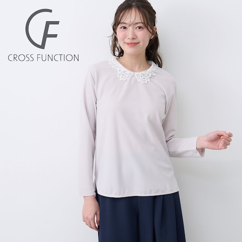 レース襟付きジョーゼットプルオーバー