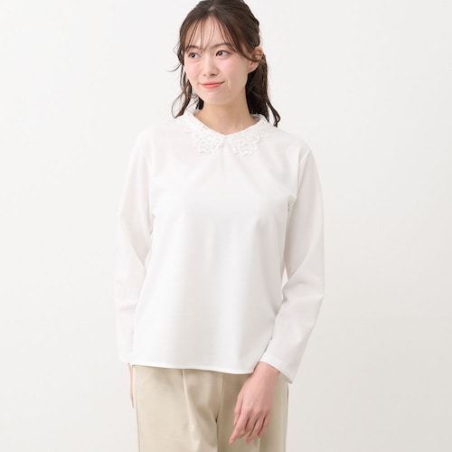 レース襟付きジョーゼットプルオーバー