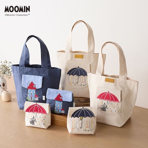 アップリケ刺繍がかわいいマグネット式ポーチ／ミニバッグ「ムーミン」