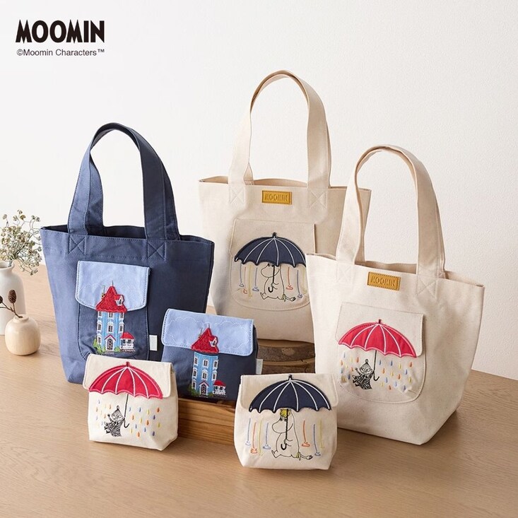 アップリケ刺繍がかわいいマグネット式ポーチ／ミニバッグ「ムーミン」