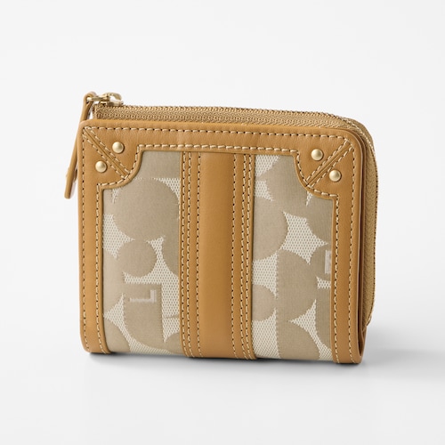 本革使いジャカード二つ折り財布