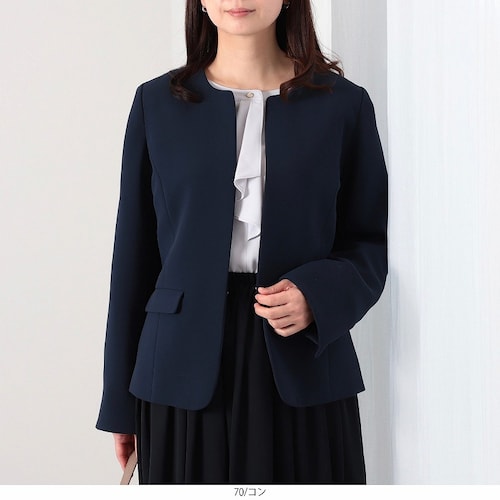 ダブルクロスノーカラージャケット 【大きいサイズ】