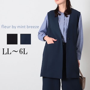 【フルールバイミントブリーズ/fleur by mint breeze】ダブルクロスノーカラージレ 【大きいサイズ】