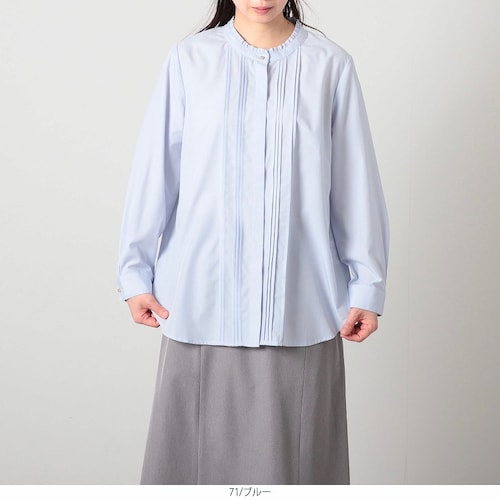 ピンタックバンドカラーシャツ 【大きいサイズ】