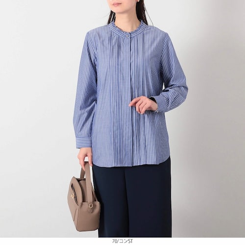 ピンタックバンドカラーシャツ 【大きいサイズ】