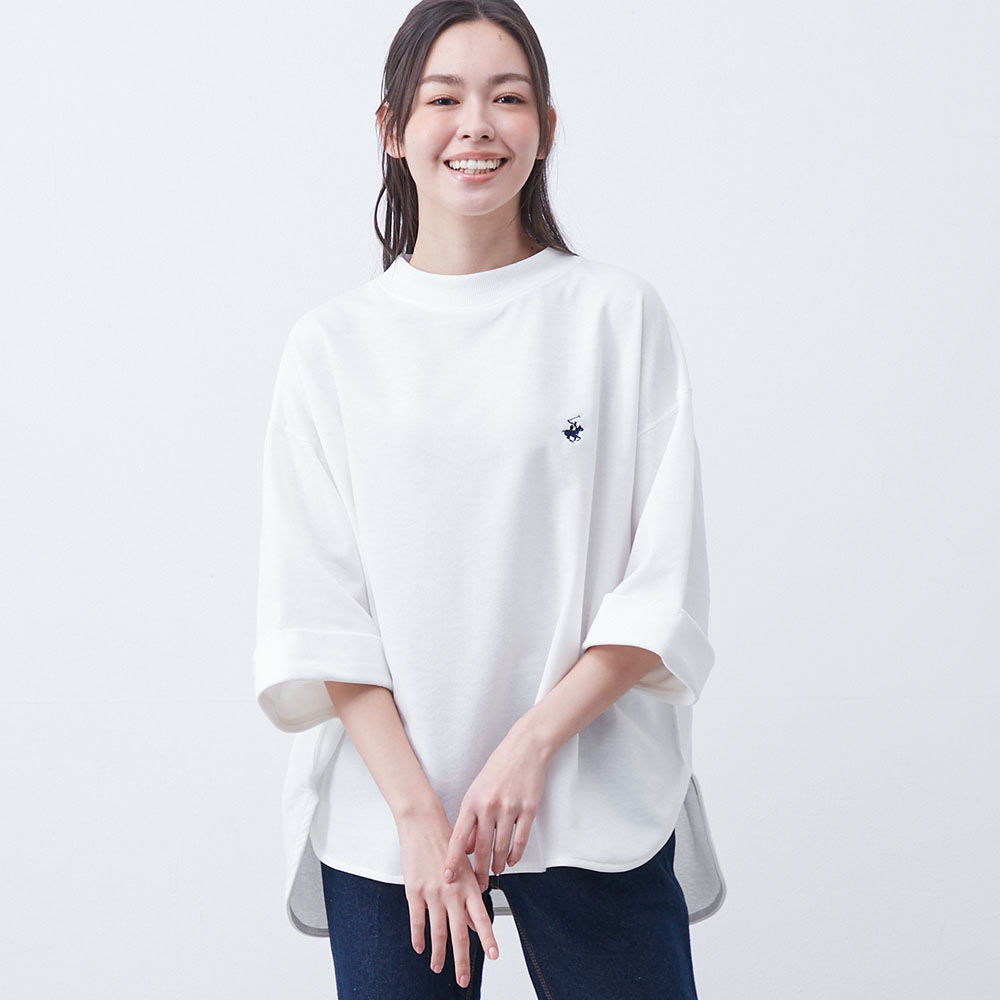 【ビバリーヒルズポロクラブ/BEVERLY HILLS POLO CLUB】ミニ裏毛ロールアップワイドTシャツ