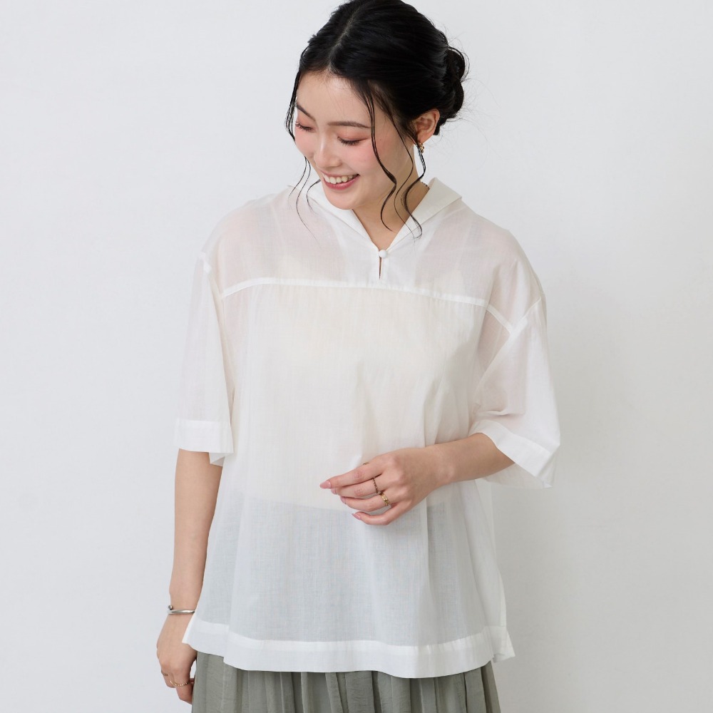 【ベルメゾン】ぬき襟セーラーカラーブラウス