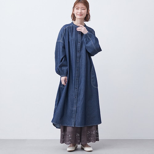 デニムロングシャツワンピース