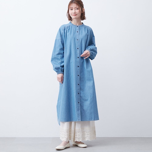 デニムロングシャツワンピース