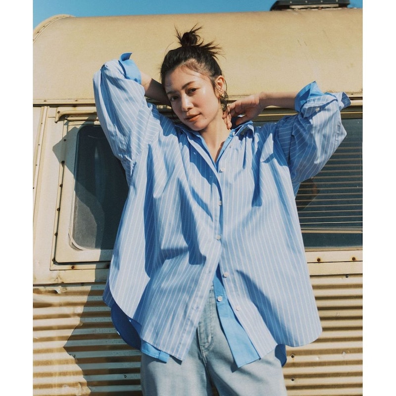 ストライプ（ブルー×オフ）