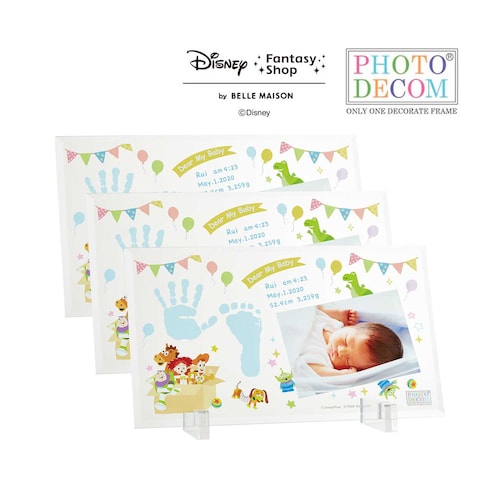 【名入れ対応】 ディズニー フォトデコム・クリアガラス手形足形メモリアル お仕立券3枚セット（選べるキャラクター）