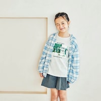 ブルーチェック／モデル身長125cm・130サイズ