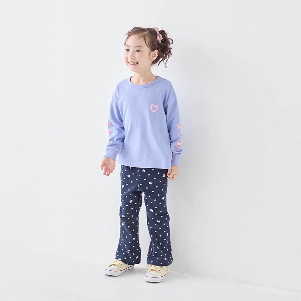 ネイビーネコドット／モデル身長110.5cm・110サイズ