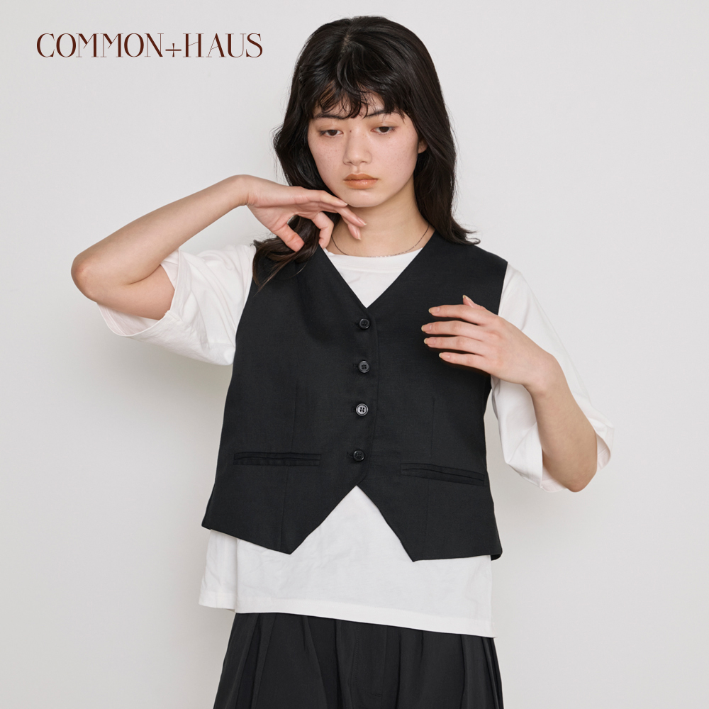 麻混クロップドベスト(COMMON+HAUS)