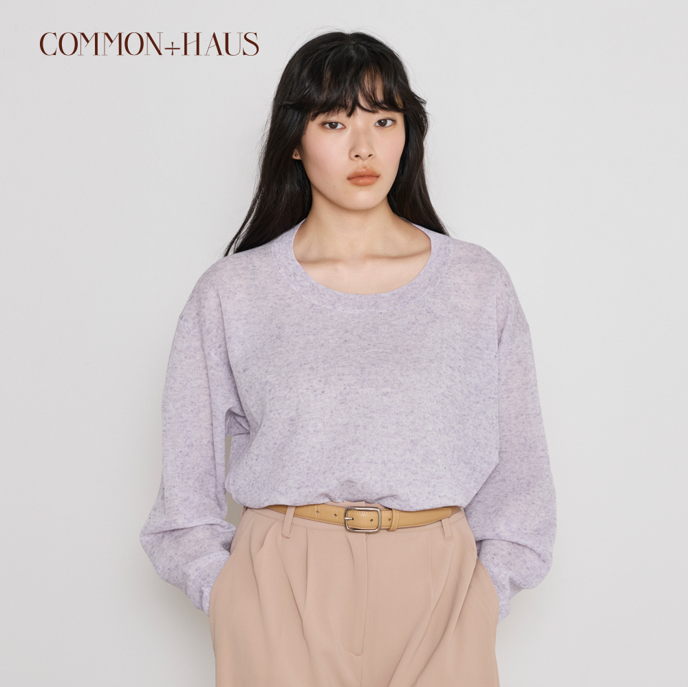 【COMMON+HAUS】麻混シアークルーネックニット