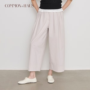 【COMMON+HAUS】綿混クロップドタックワイドパンツ