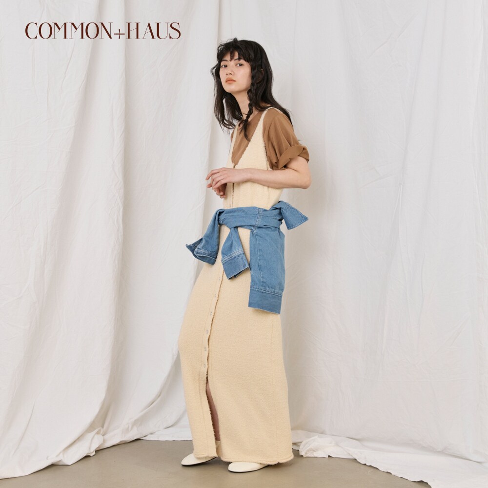 【COMMON+HAUS】テクスチャ―マキシニットワンピース