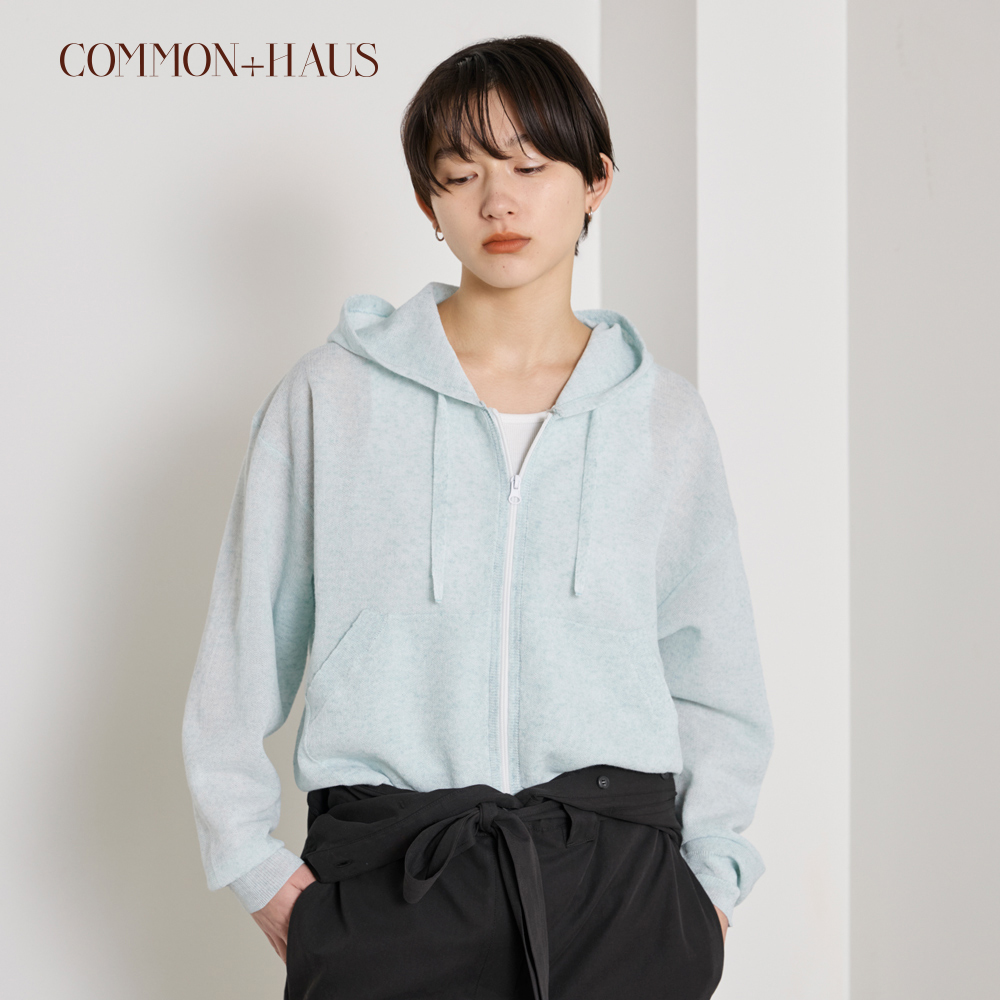 【COMMON+HAUS】麻混シアーニットパーカ