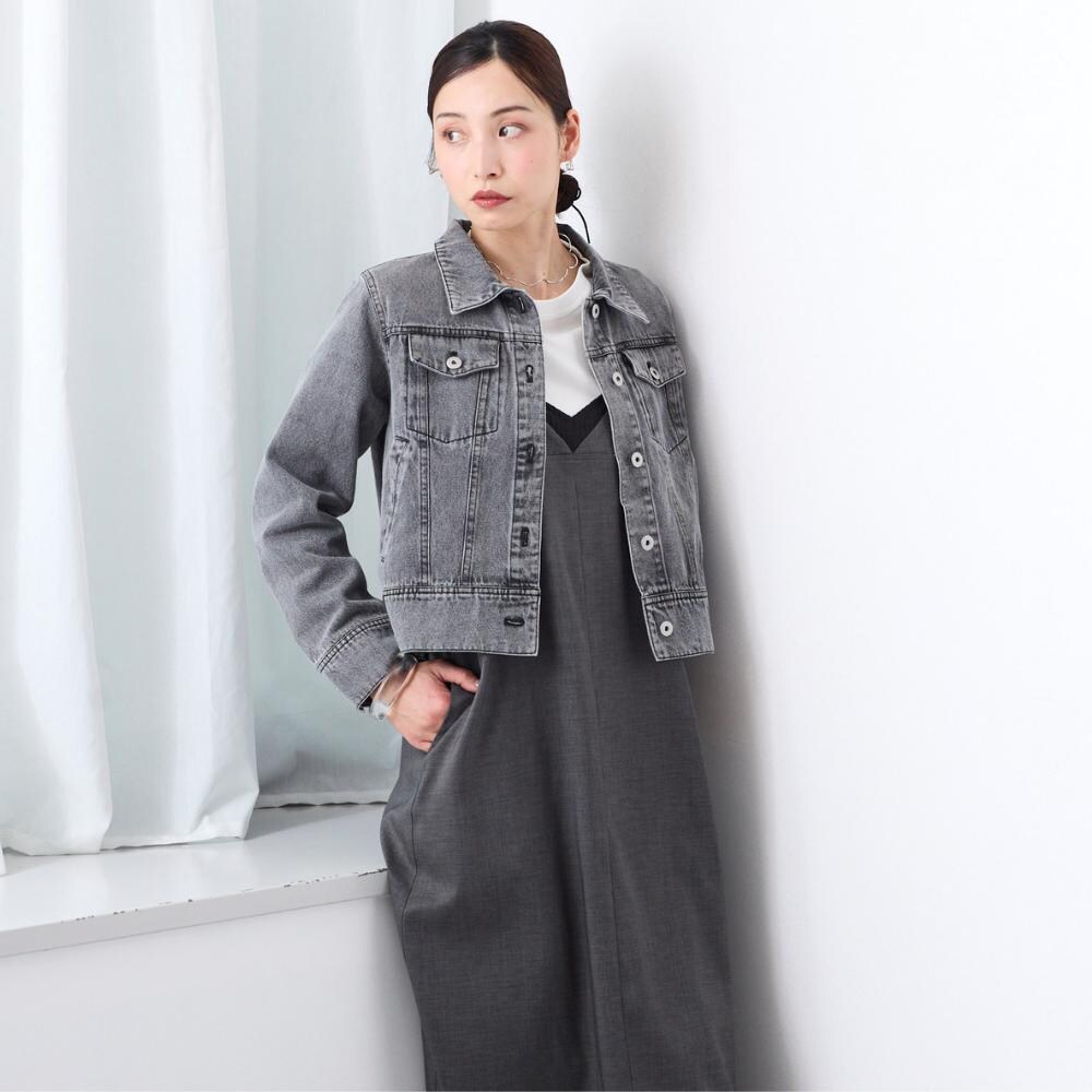 ブラックも製品洗い加工で色落ち感がなじみやすいデニムJK