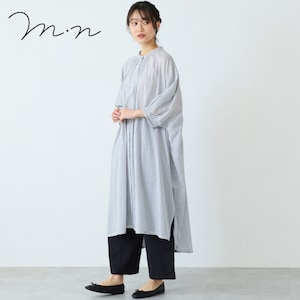 【エムドットエヌ/m.n】先染めストライプゆったりワイドワンピース