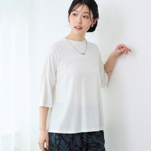 接触冷感ハイネック五分袖プルオーバー