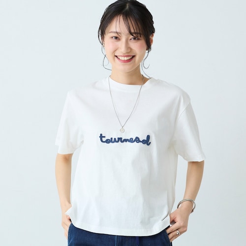 ブラシ刺しゅうワイドクルーネックTシャツ