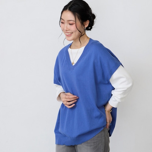 綿ニットシンプルベスト