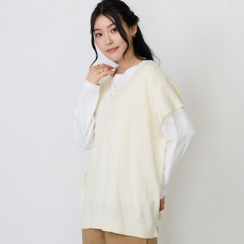 綿ニットシンプルベスト