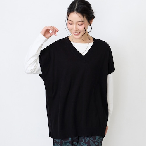 綿ニットシンプルベスト