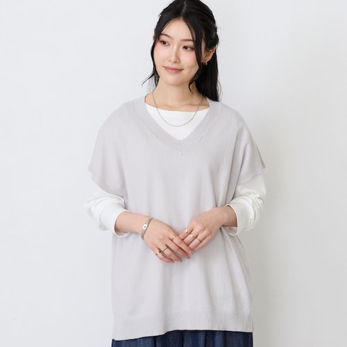 綿ニットシンプルベスト