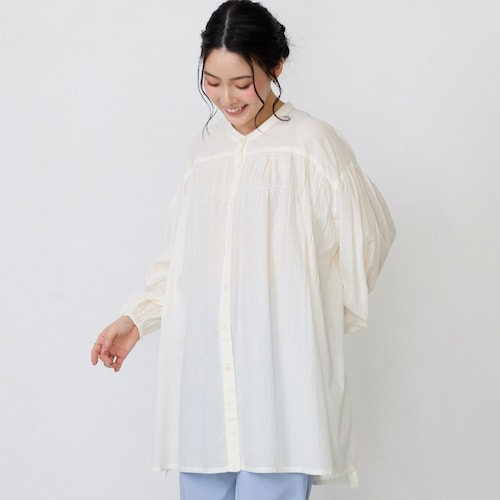 シャーリングチュニックワンピース