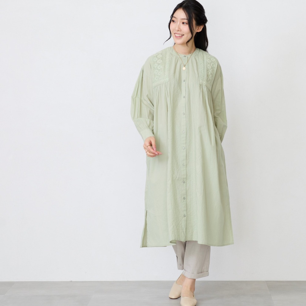 【ベルメゾン】ピンタックレースワンピース