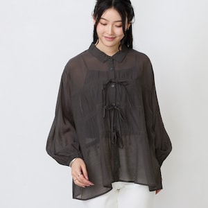 【ベルメゾン】ドロストリボンシャツブラウス