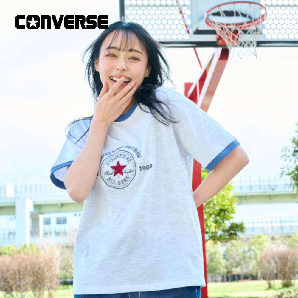 【コンバース/CONVERSE】サガラ刺しゅうリンガーTシャツ