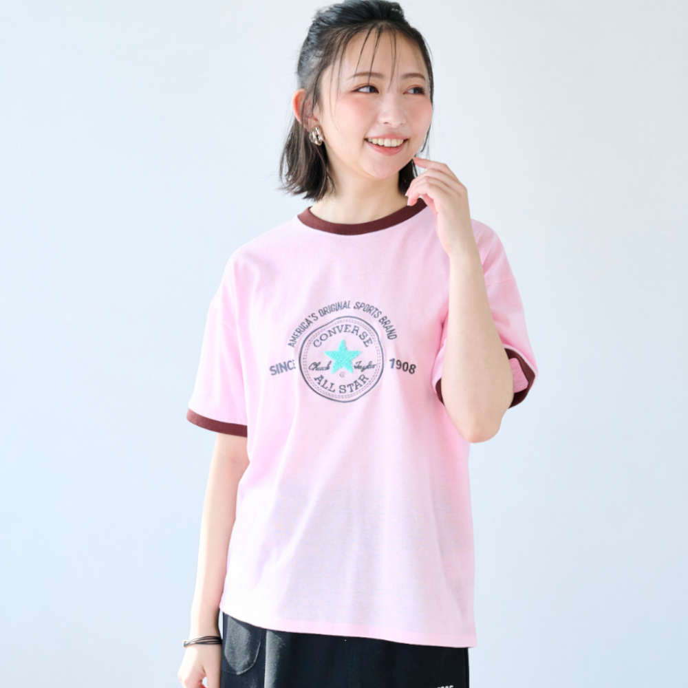 【コンバース/CONVERSE】サガラ刺しゅうリンガーTシャツ