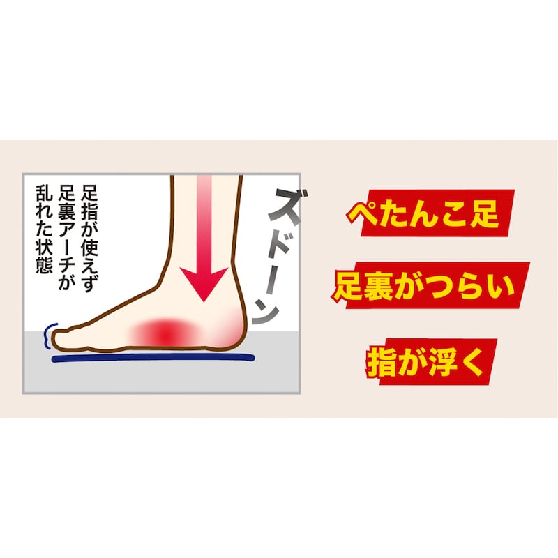 ぺたんこ足や足裏の違和感で悩む方は、足指が使えておらず足裏に負担がかかりやすい傾向があります