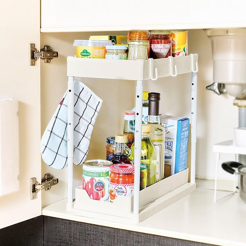 高さ調節できるシンク下収納ラック