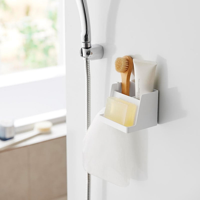 石鹸と小物を浮かせて収納マグネット付きソープトレー