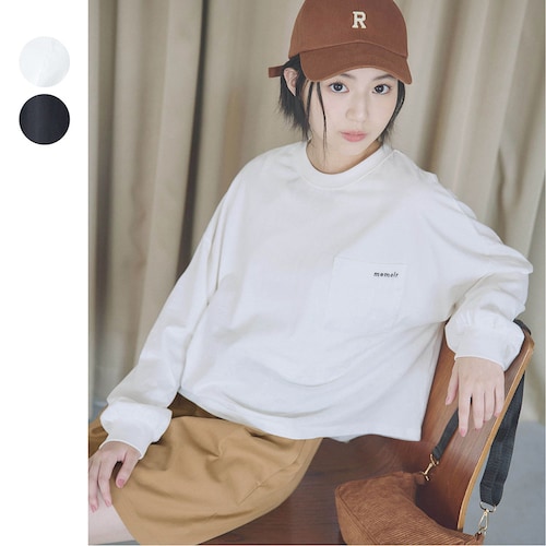 異素材ポケット付き綿素材長袖Ｔシャツ 【ジュニア】