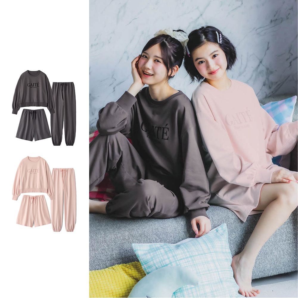 【パペル ラピス/Papel lapiz】ロングパンツ & ショートパンツ3点セットミニ裏毛パジャマ 【ジュニア 長袖】