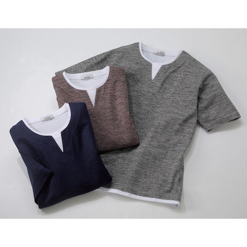 鹿の子重ね着風半袖Ｔシャツ（同サイズ３色組）